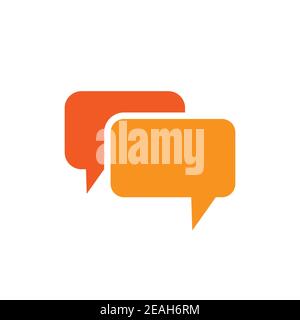 two red chat speech bubbles isolated on white background. Vector flat icon. Dialog, forum,message symbol. Conclusion, communication, education picture Stock Vector
