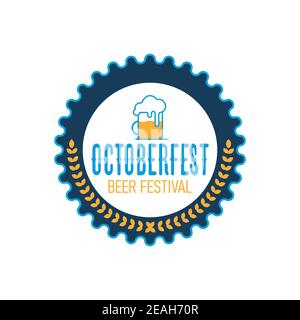 Oktoberfest logo, badge or label set. Beer festival poster or banner design elements. German fest signs. Stamp or seal collection with beer mug Stock Vector