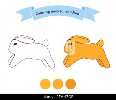 Rabbit Painting Isolated Coloring Page for Kids Stock Vector Image ...