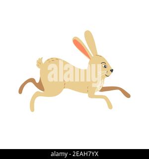 Jumping Rabbit cute simple cartoon vector icon Stock Vector
