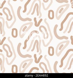 Abstract curled strokes shapes seamless pattern. Background for paper wrap, textile, package and print design. Stock Vector