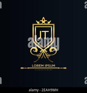 Letter Initial with Royal Template.elegant with crown logo vector, Creative Lettering Logo Vector Illustration. Stock Vector