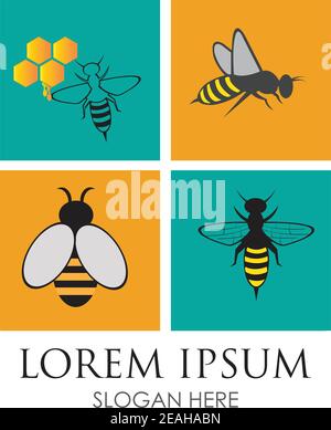 Bee logo vector icon illustration Stock Vector