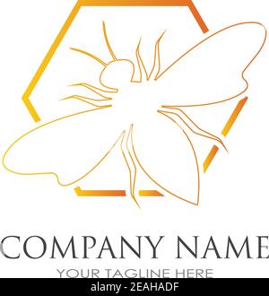 bee and honeycomb logo vector illustration design template Stock Vector