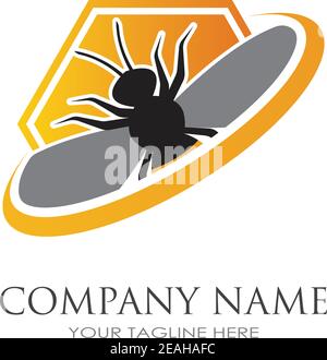 bee and honeycomb logo vector illustration design template Stock Vector