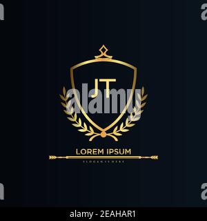 Letter Initial with Royal Template.elegant with crown logo vector, Creative Lettering Logo Vector Illustration. Stock Vector