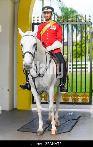 Mounted palace guards at the Old Istana Negara in Kuala Lumpur Stock Photo