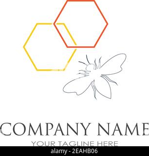 bee and honeycomb logo vector illustration design template Stock Vector