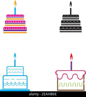 birthday cake icon vector design template Stock Vector