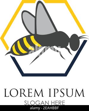 Bee logo vector icon illustration Stock Vector