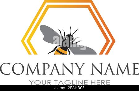 bee and honeycomb logo vector illustration design template Stock Vector