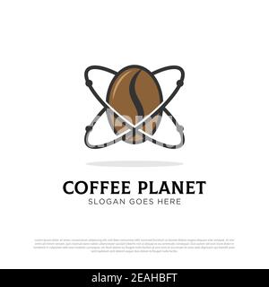 Coffee planet logo design inspiration, Vector illustration of coffee shop design template Stock Vector