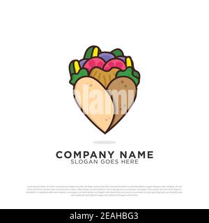 Kebab Lovers logo design inspiration, Turkish and Arabian fast food logo design template Stock Vector