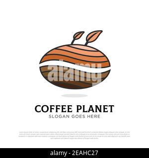 Coffee planet logo design inspiration, Vector illustration of coffee shop design template Stock Vector