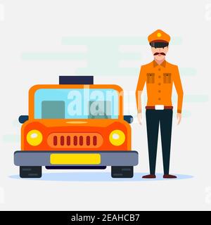 man taxi driver vector illustration in flat style Stock Vector
