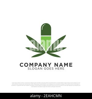 cannabis and marijuana medical logo design vector. hemp Vector illustration and logotype template Stock Vector