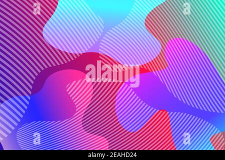 Abstract background with colorful fluid shapes, gradient waves, geometric lines, dynamical forms. Design for poster, banner, card. Abstract liquid Stock Vector