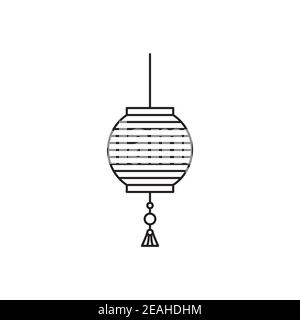 line icon lantern. happy chinese new year design vector. Stock Vector