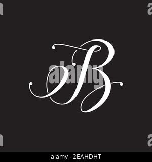 B or IB letter design vector on black backgorund Stock Vector