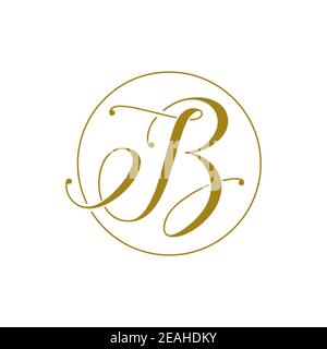 handwritten I B or B letter logo with circle line design vector Stock Vector