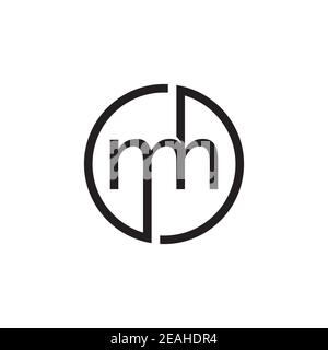 circle monogram MH letter logo design vector Stock Vector