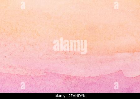 Pink orange abstract watercolor fill. Hand drawn dream sunset pastel texture painted background. Stock Photo