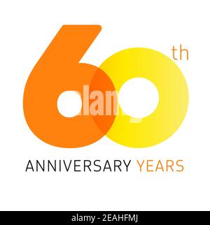 60 th anniversary numbers. 60 years old logotype. Creative bold congrats. Isolated abstract graphic web design template. Congratulation with rings dig Stock Vector