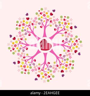 Seamless pattern of colourful trees with multi colour dots as leaves Stock Vector