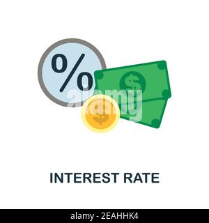 Interest Rate flat icon. Color simple element from fintech collection. Creative Interest Rate icon for web design, templates, infographics and more Stock Vector