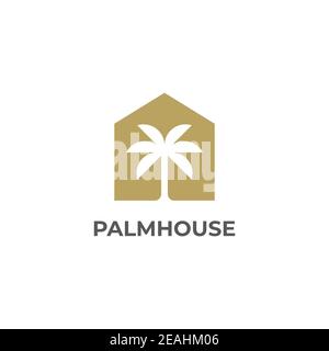 Palm house logo design illustration vector template Stock Vector