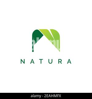 Letter N with leaf shape logo design inspiration vector template. Creative letter N with leaf shape Stock Vector