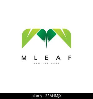 Letter M with leaf shape logo design inspiration vector template. Creative letter M with leaf shape icon Stock Vector