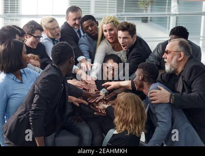 Multiracial friends having fun and laughing, different young peo Stock Photo