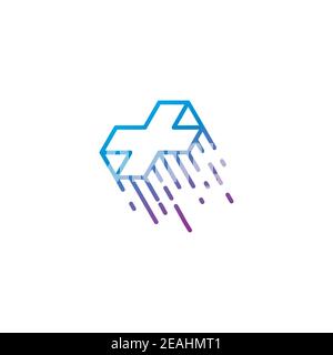 Cross symbol inspiration with fast illustration logo design vector template. Modern gradient cross symbol Stock Vector