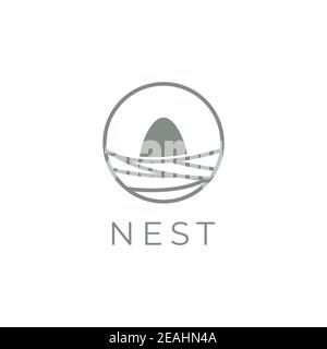 Nest logo design vector template. Nest with egg symbol illustration Stock Vector
