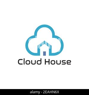 Cloud home logo design illustration vector template Stock Vector