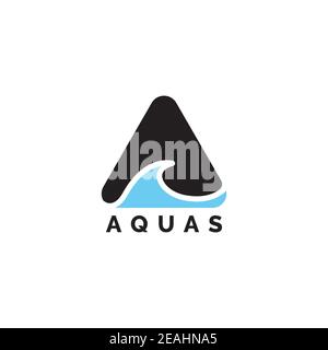 Letter A for aqua water inspiration logo design vector template Stock Vector