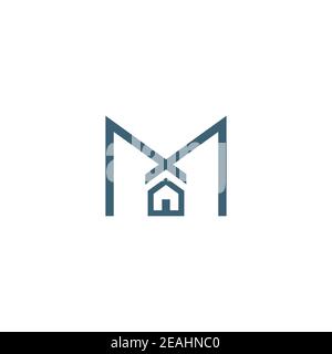 M house logo design vector template. Letter M symbol illustration Stock Vector