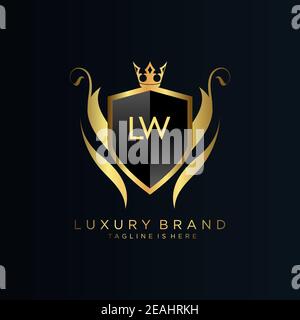 LW Letter Initial with Royal Template.elegant with crown logo vector, Creative Lettering Logo Vector Illustration. Stock Vector