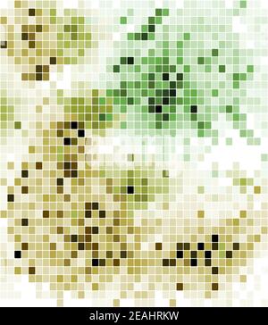 Abstract mosaic background design with a geometric pattern of random squares in shades of green and light brown Stock Vector