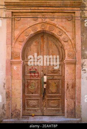 Building entrance from the italian settlement, Tripolitania, Tripoli, Libya Stock Photo