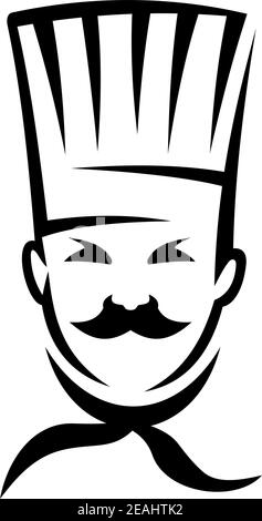 German cuisine chef with a hat and mustache in black and white Stock Vector