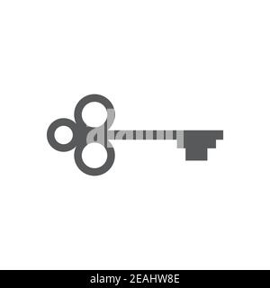 Old door key icon, color, line, outline vector sign, linear style pictogram isolated on white. Symbol, logo illustration Stock Vector