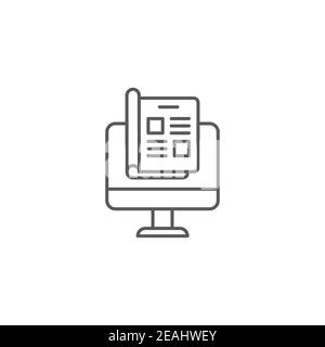 Online magazine icon, color, line, outline vector sign, linear style pictogram isolated on white. Symbol, logo illustration Stock Vector