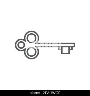 Old door key icon, color, line, outline vector sign, linear style pictogram isolated on white. Symbol, logo illustration Stock Vector