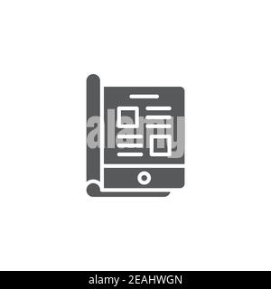 Online magazine icon, color, line, outline vector sign, linear style pictogram isolated on white. Symbol, logo illustration Stock Vector