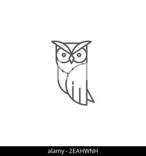 Owl bird icon, color, line, outline vector sign, linear style pictogram isolated on white. Symbol, logo illustration Stock Vector