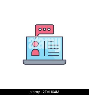 Online Training icon, color, line, outline vector sign, linear style pictogram isolated on white. Symbol, logo illustration Stock Vector