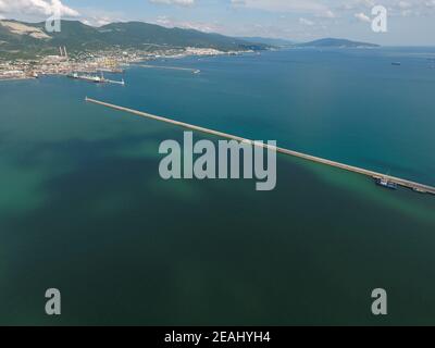 Top view of the bay Tsemess. Mol - building to stop the waves. Stock Photo