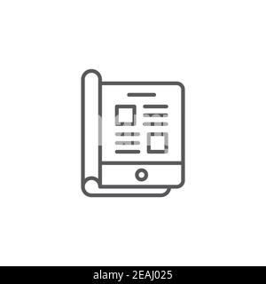 Online magazine icon, color, line, outline vector sign, linear style pictogram isolated on white. Symbol, logo illustration Stock Vector